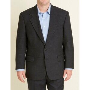 Oscar de la Renta Men's Blazer Size 44R 100% Wool Herringbone Dark Gray Tweed